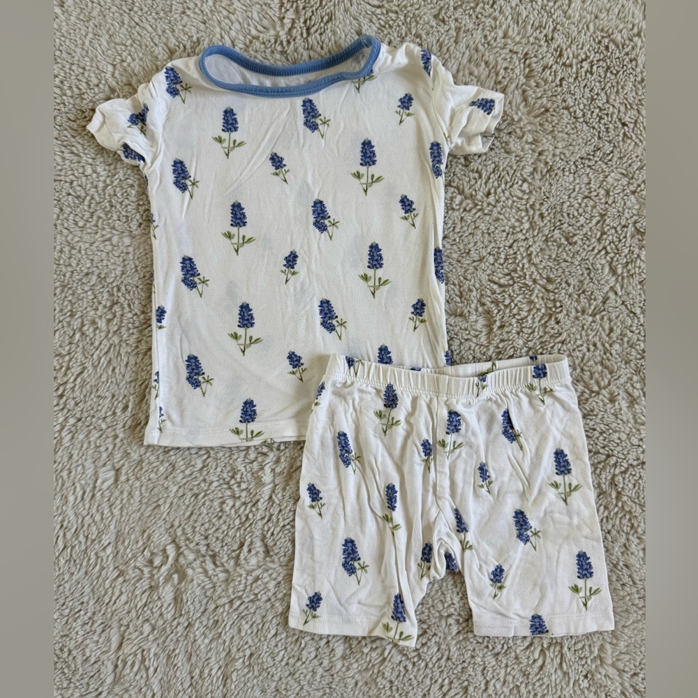 Kyte Baby Short Sleeves Pajamas in Blue Bonnet - 3T